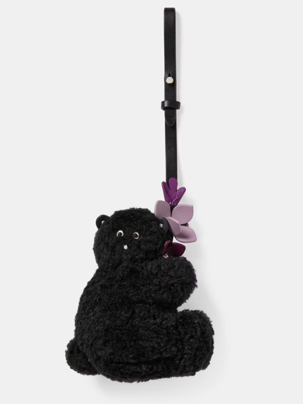 kate spade Kids Black Bear Plush Luggage Tag with Lavender Flower